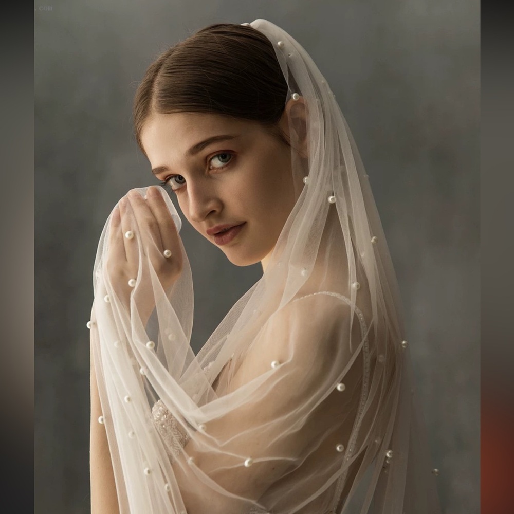 Wedding Veil with pearl Cathedral length